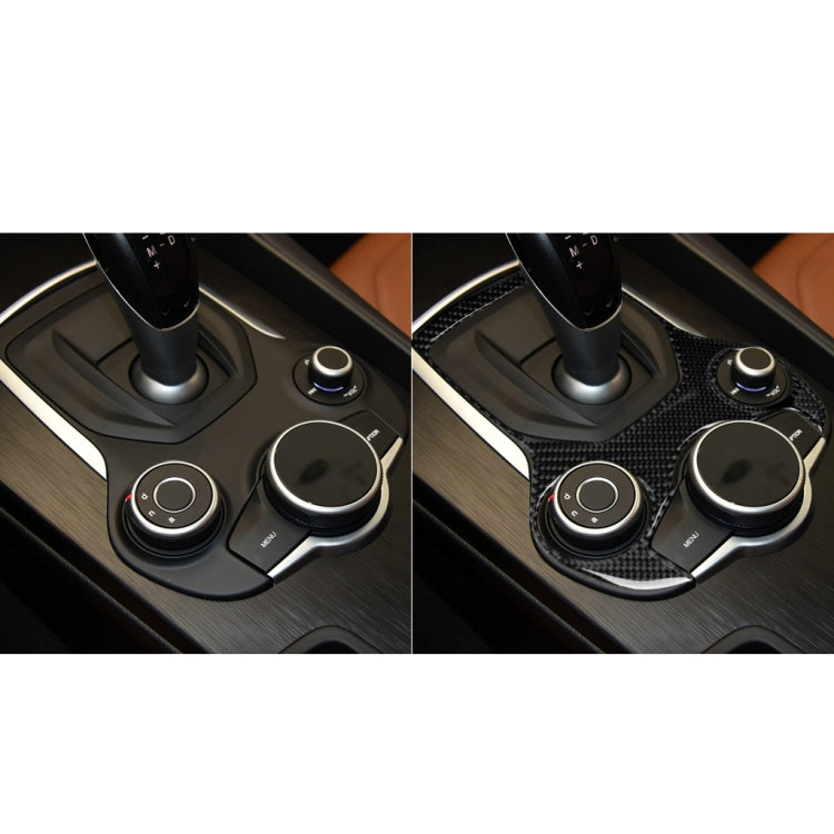 Gear panel trim sticker installed on console, carbon fiber wrap around controls