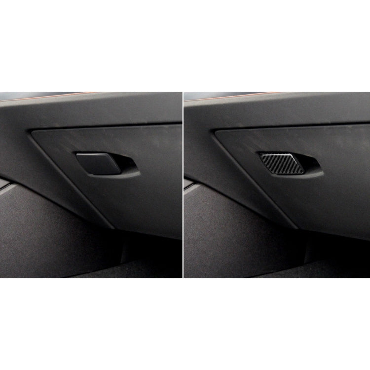 Carbon fiber storage handle trim insert, before-and-after comparison