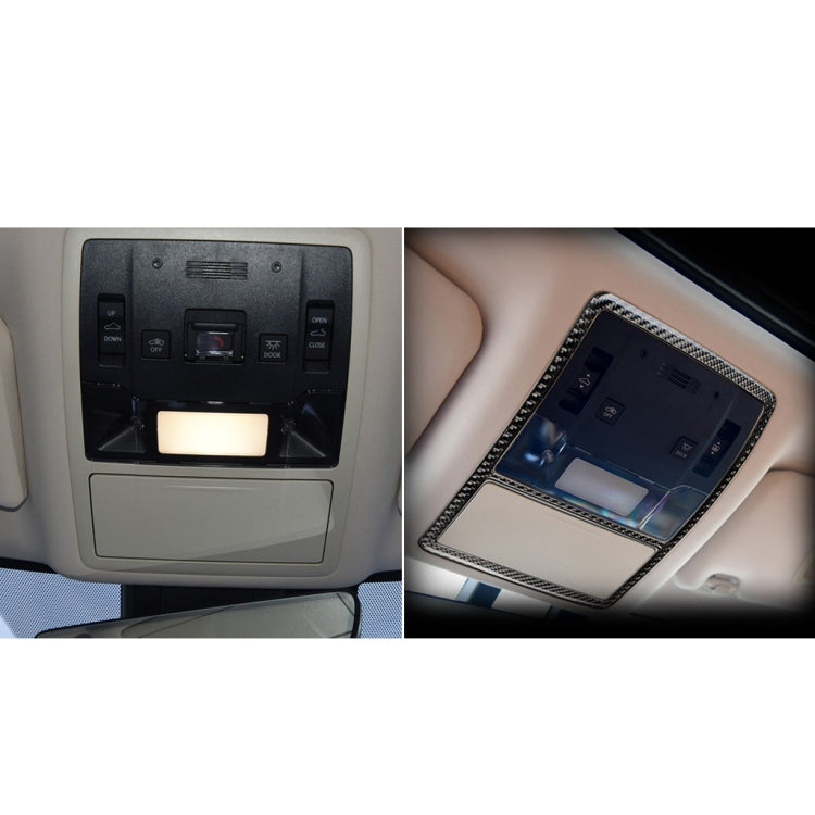 Installed carbon fiber front reading light decorative sticker on dashboard panel