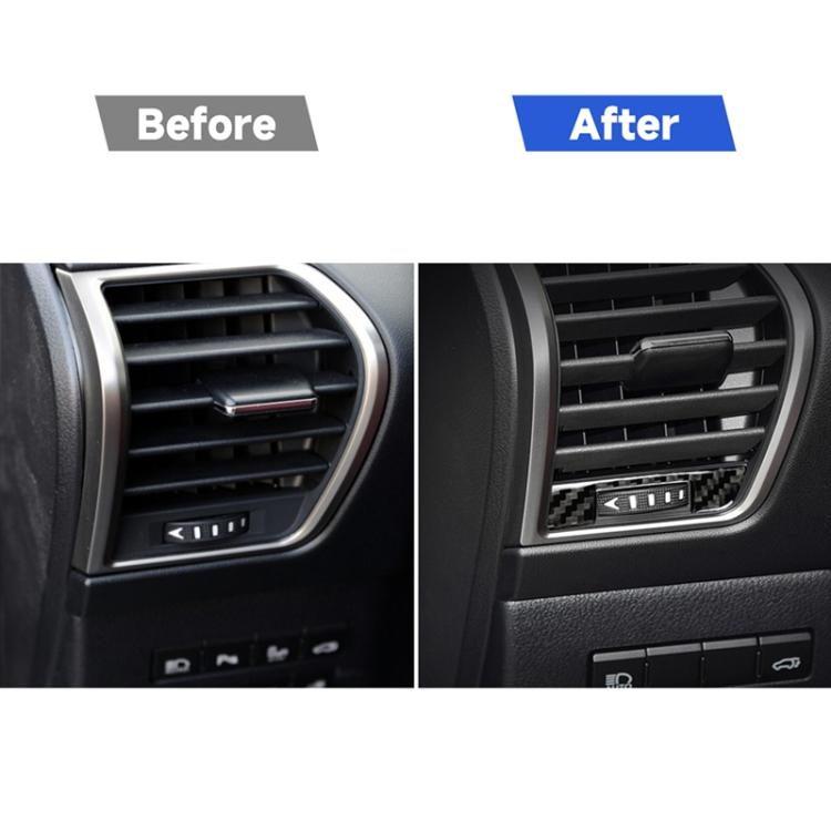 Air vent with installed carbon fiber decorative trim sticker set, left and right
