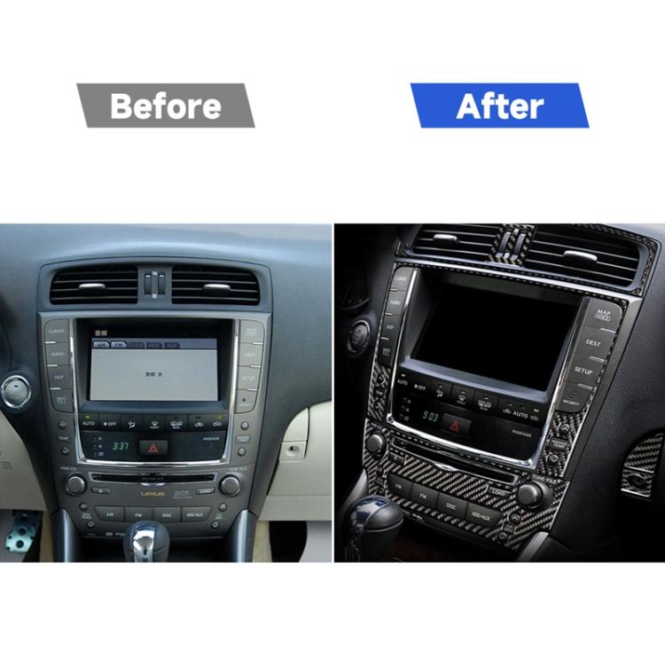 Installed carbon fiber CD panel trim stickers on car center console area