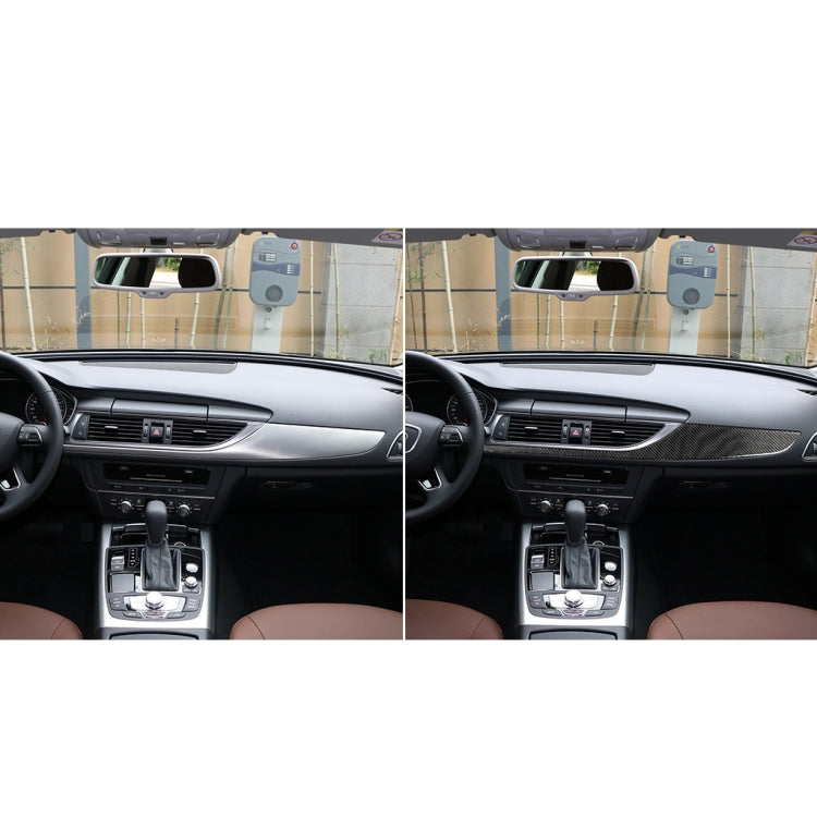 Dashboard with carbon fiber trim installed on left side, before and after