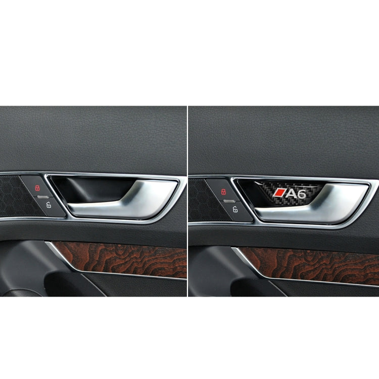 Installed carbon-fiber door bowl sticker on inner door handle area, A6 logo