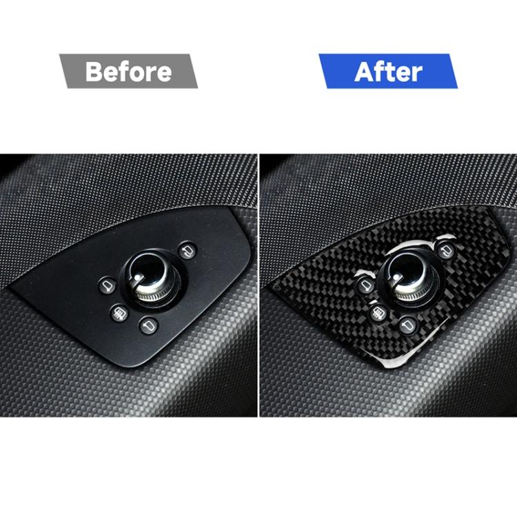 Car door button overlay sticker, carbon fiber texture, covering control cluster
