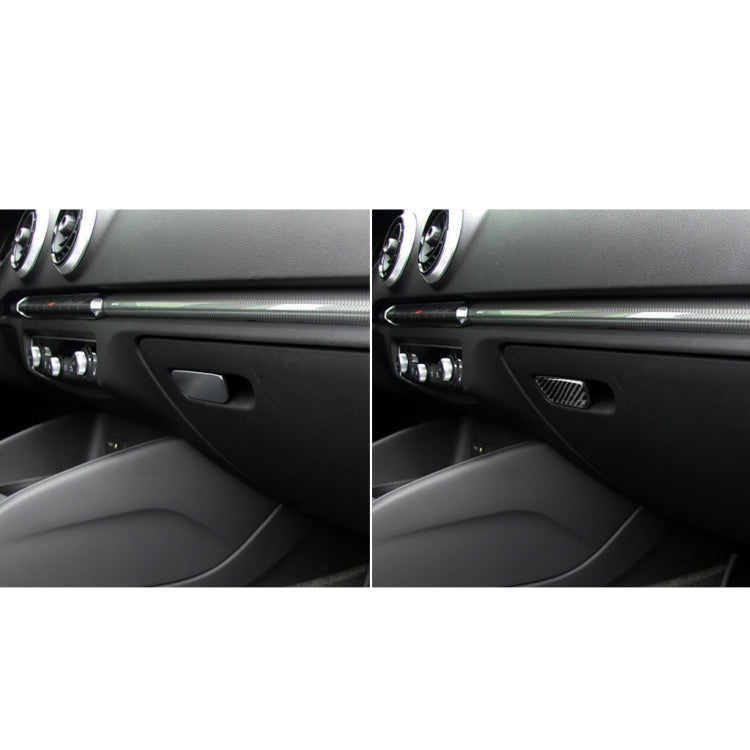 Installed carbon fiber-look hand box switch trim on car interior panel