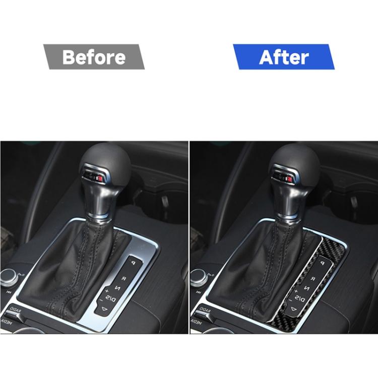 Installed carbon fiber gear shift frame sticker on car center console, right-drive