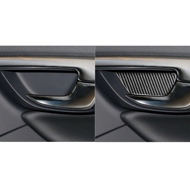 Before-and-after view of car inner door bowl: carbon fiber insert added to trim