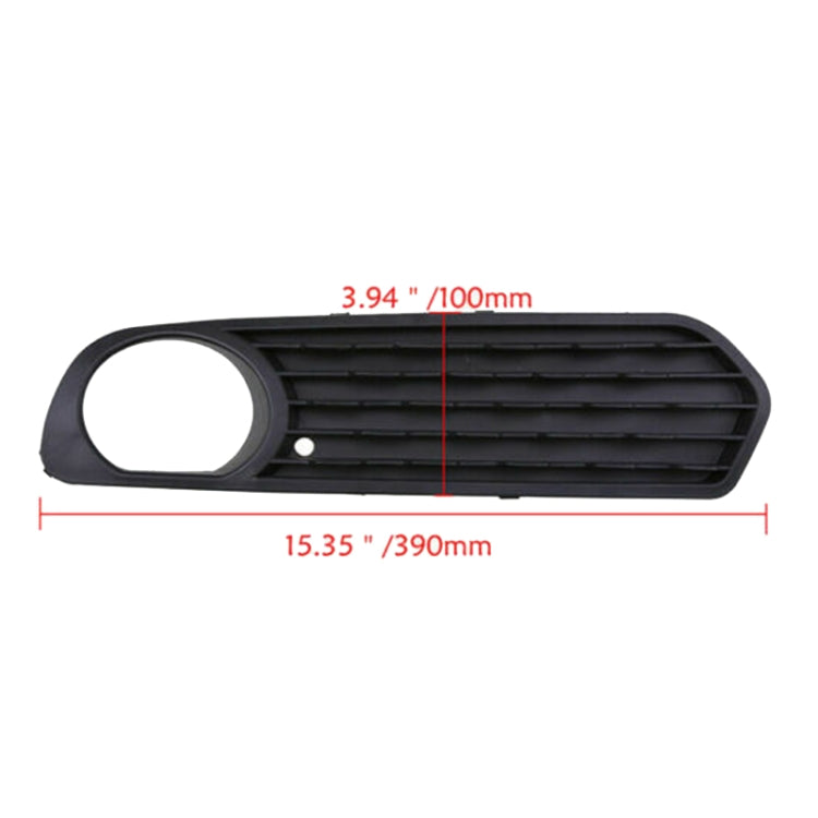 Front fog light grille frame size 15.35x3.94 in, oval fog opening, dark gray