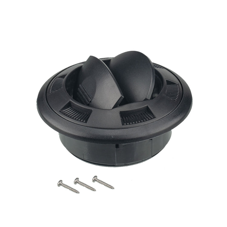 Universal AC air outlet vent with grid, black plastic, includes mounting screws