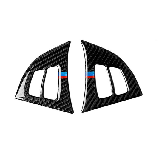 2 in 1 Car Carbon Fiber Tricolor Steering Wheel Buttons Decorative Sticker for BMW E70 X5 2008-2013, Left and Right Drive Universal, Steering Wheel Buttons(Tricolor)