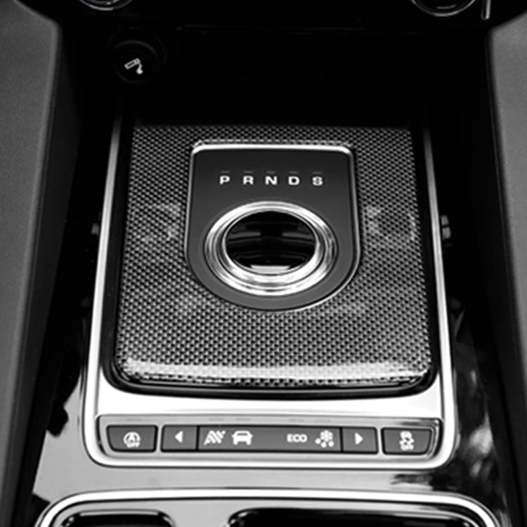 Carbon fiber gear frame sticker panel with PRNDS dial surround, black textured finish