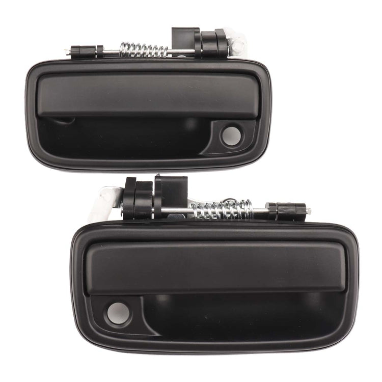 Black exterior car door handle pair, left and right, side-by-side view