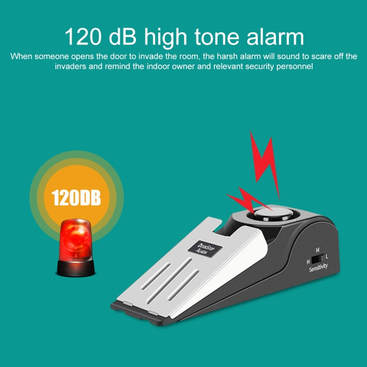 120dB Wedge Shape Door Stop Alarm Home Security Thief Prevention Device, Wedge Shape