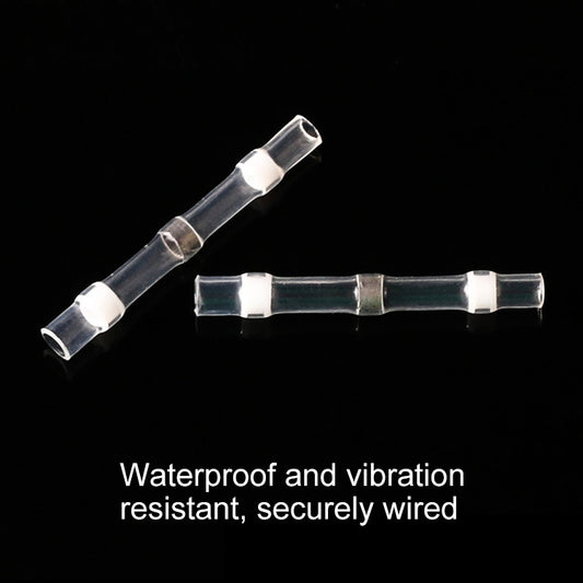 100 PCS AWG26-24 0.25-0.34mm Seal Heat Shrink Butt Wire Connectors White Terminals Solder Sleeve, 0.25-0.34mm White