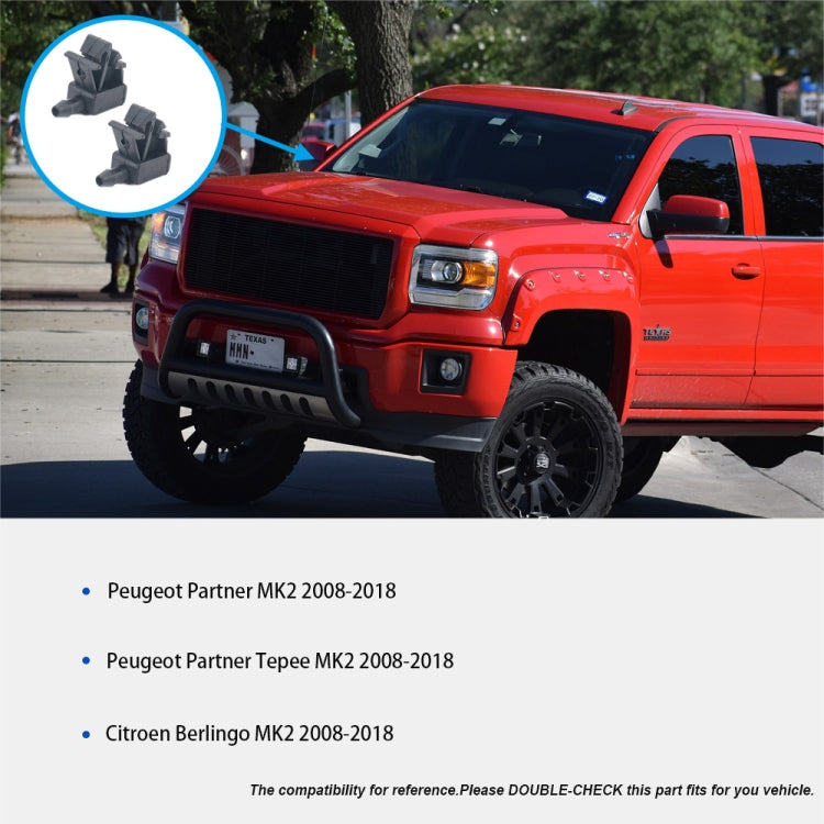 Windshield washer jet nozzles shown on vehicle inset, dark plastic
