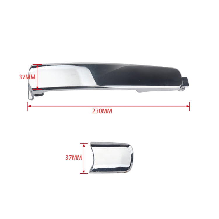 Exterior door handle dimensions: 230mm length, 37mm width, 37mm end width