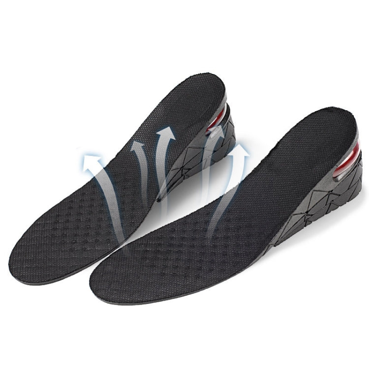 Pair black heightening insoles with flexible support and red shock-absorbing pads