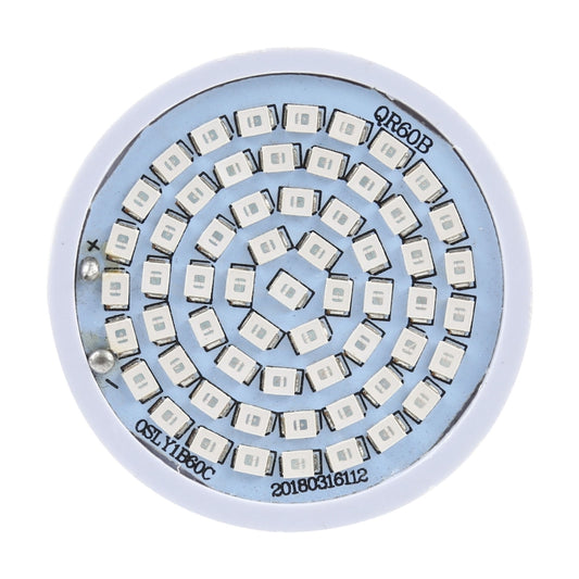Plant growth LED bulb top view with circular ring of square LED chips