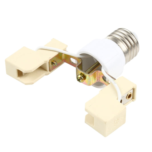 E27 to R7s light bulb adapter socket, white housing with two beige pin holders