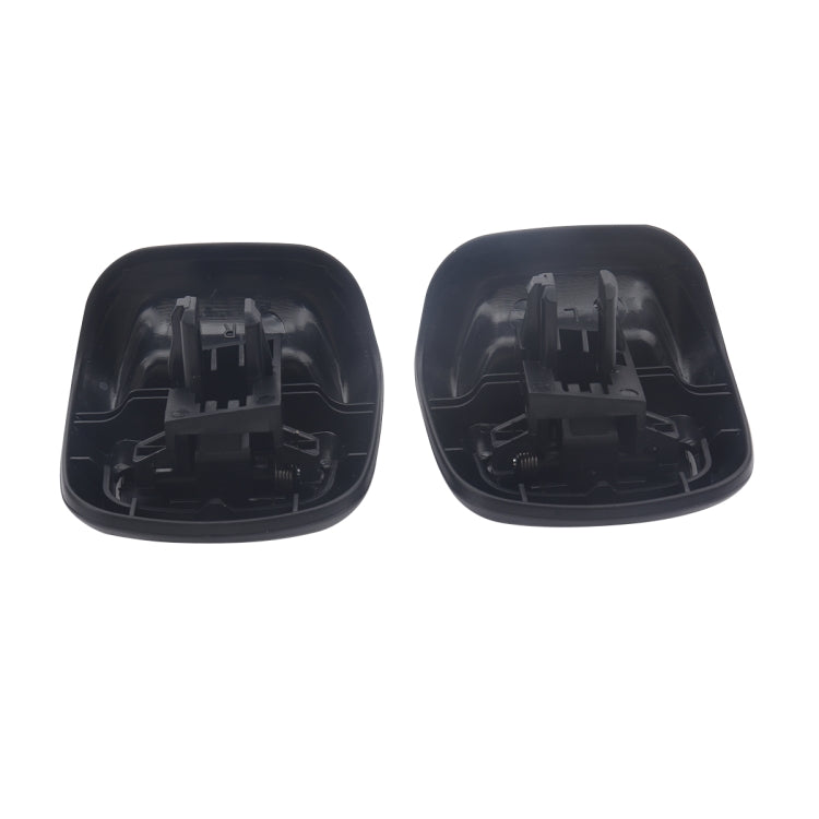 Pair of car seat backrest adjustment handle bases with mounting mechanisms, dark plastic