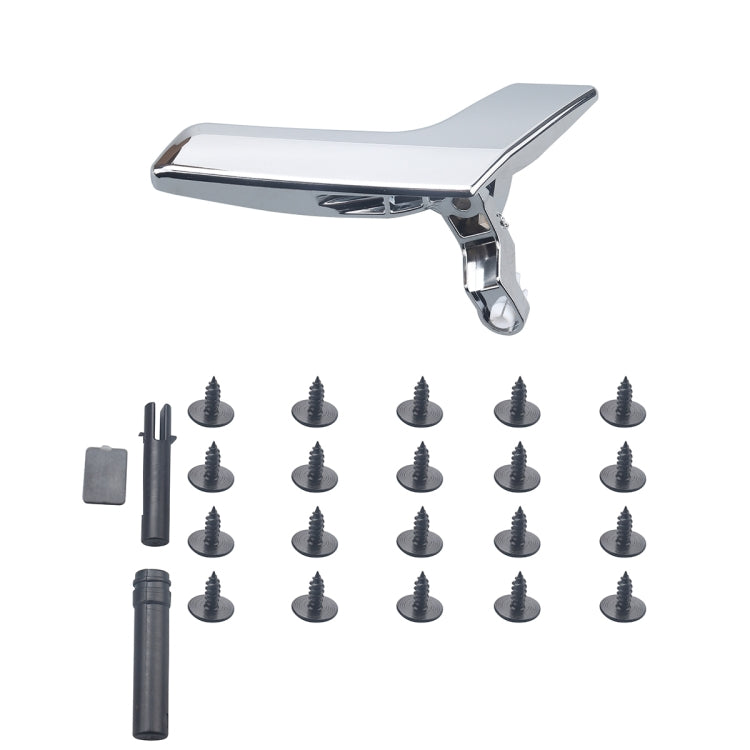 Inside right door handle kit: chrome handle plus multiple black screws and pin.