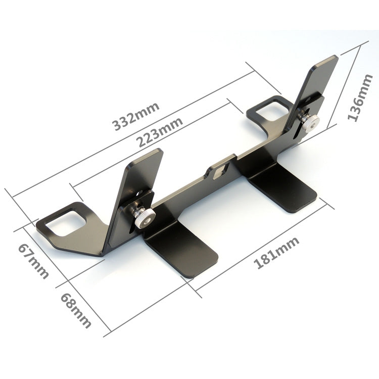 Black ISOFIX interface bracket latch retainer, angled view with mounting holes
