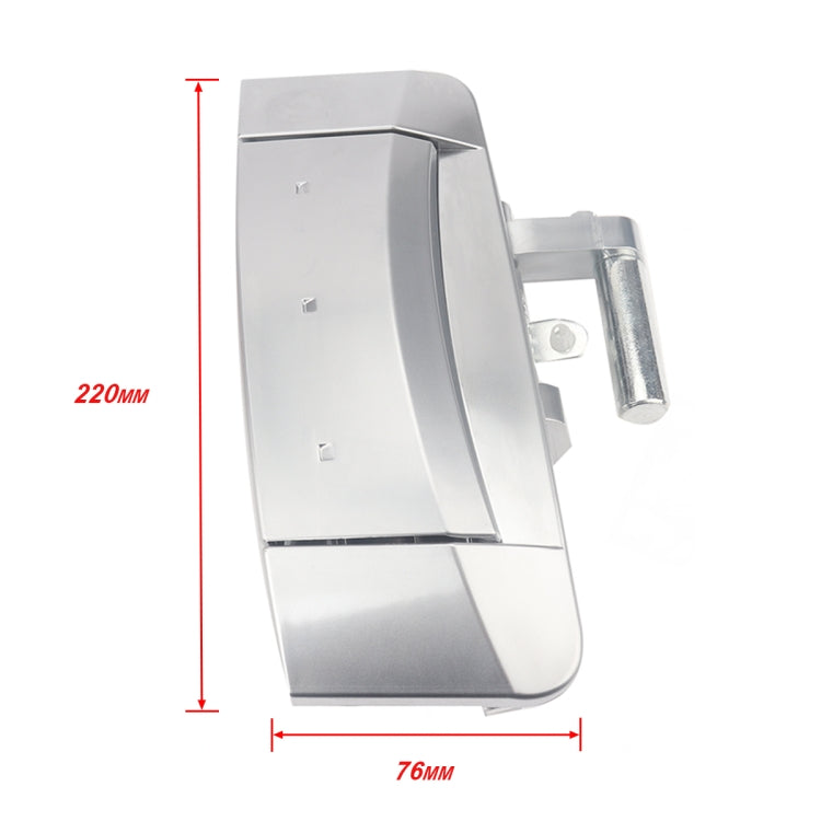 Right-side exterior door handle with 220 mm x 76 mm dimensions, silver