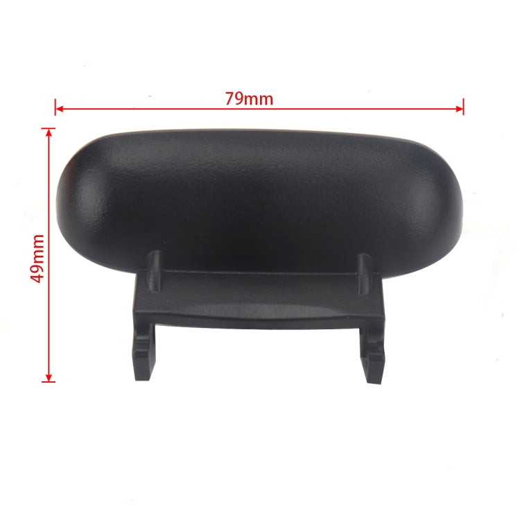Black central armrest cover, 79mm wide and 49mm tall, with support tabs