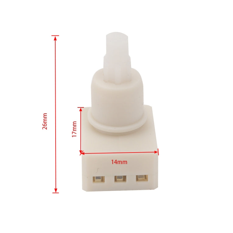 White car ceiling light switch connector showing 14mm width and 26mm height