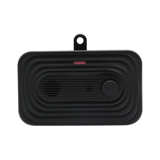 Ultrasonic pet stop barking device, black front housing with speaker grille and dial