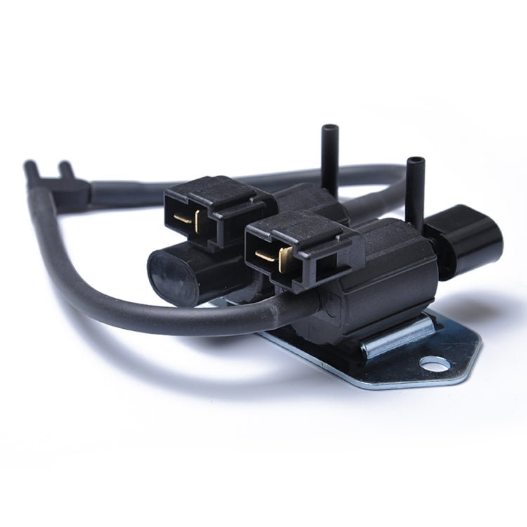 EGR valve control solenoid with two electrical plugs and black mounting bracket