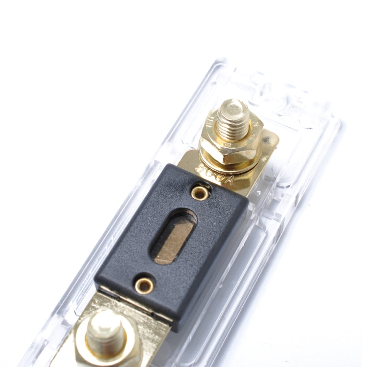 Close-up ANL fuse holder showing brass terminal screw and black fuse block