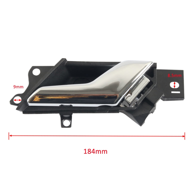 Inside door handle with silver trim and amber window; 184mm length, 9mm height
