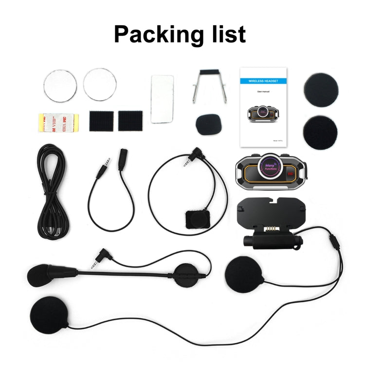Bluetooth helmet intercom kit components: main unit, microphones, speakers, cables