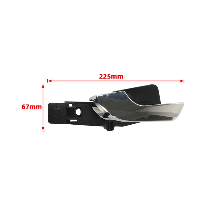 Left front inside door handle; 225 mm long, black housing with chrome lever