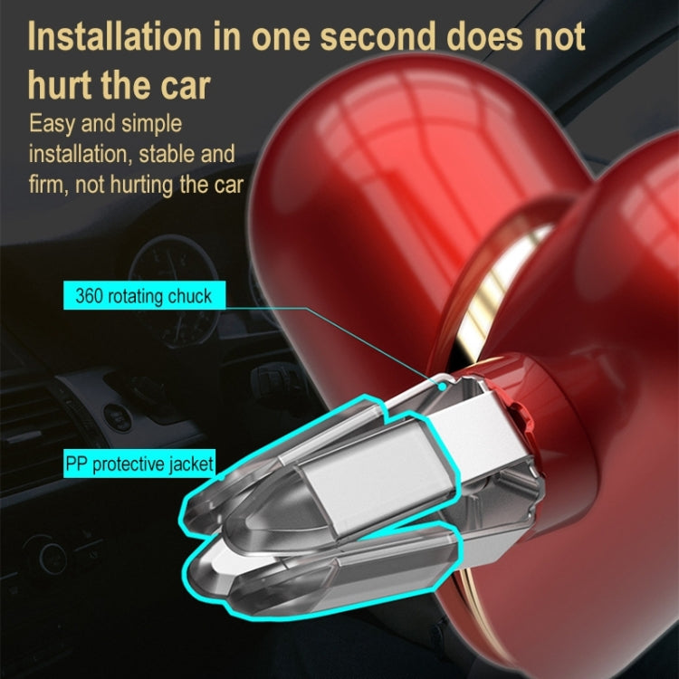 Red car air outlet fragrance ornament installation with rotating chuck and protective jacket