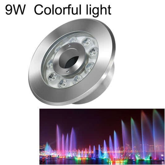 9W LED underwater fountain light, brushed stainless steel round housing with multi-LED lenses