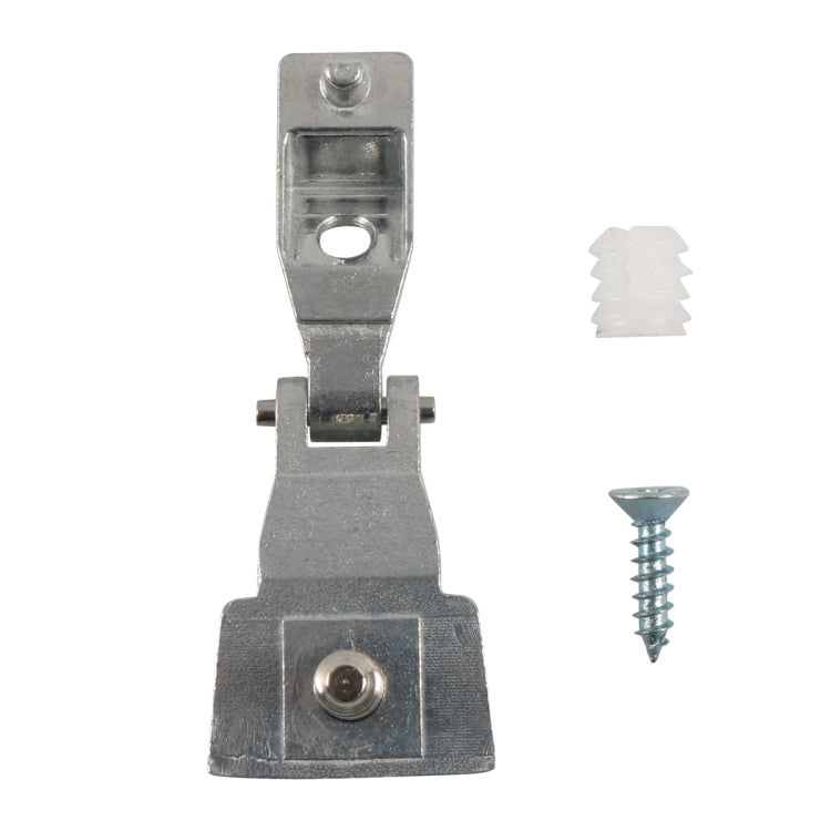 Metal door handle support clip with mounting screw and white plastic insert