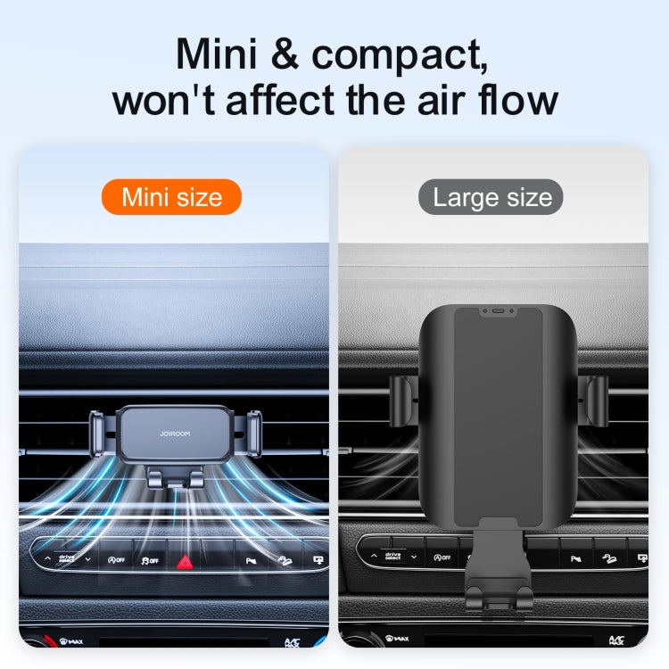 Compact air-vent phone holder with low-profile cradle that won’t block airflow