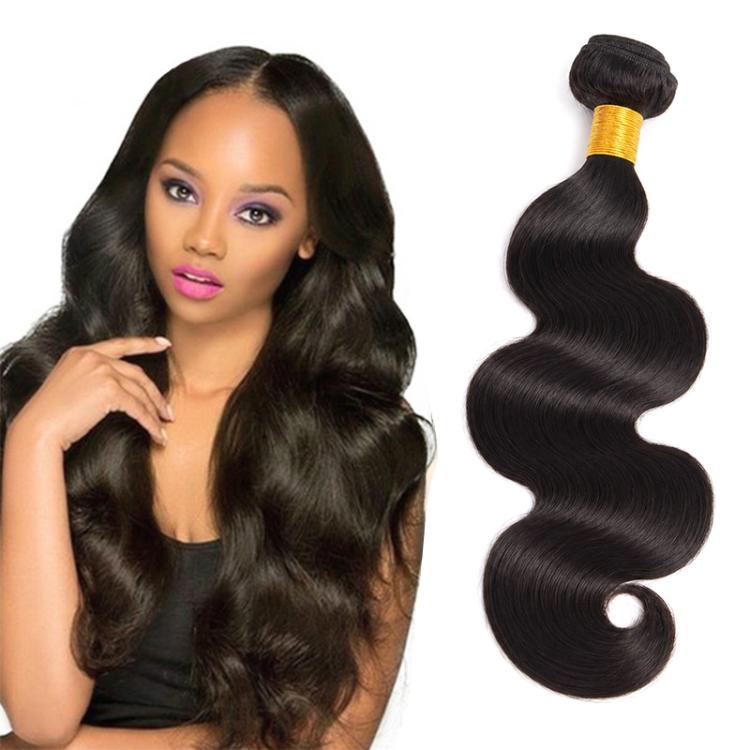 Long black wavy hair weft wig, model holding hair near shoulder, natural shine