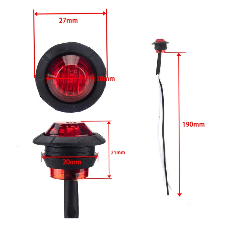 Red side marker lamp with wire lead length 190mm; 27mm lens and 20mm base
