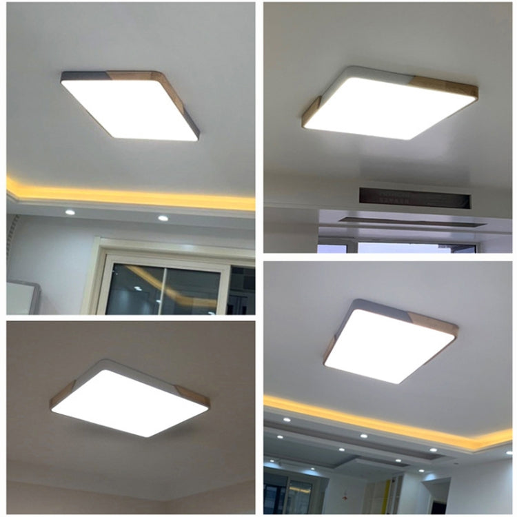 Wood Macaron LED Square Ceiling Lamp, 3-Colors Light, 30cm, 40cm, 50cm, 60cm