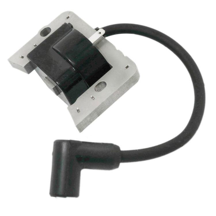 High-pressure ignition coil with black coil housing, silver bracket, and black rubber boot
