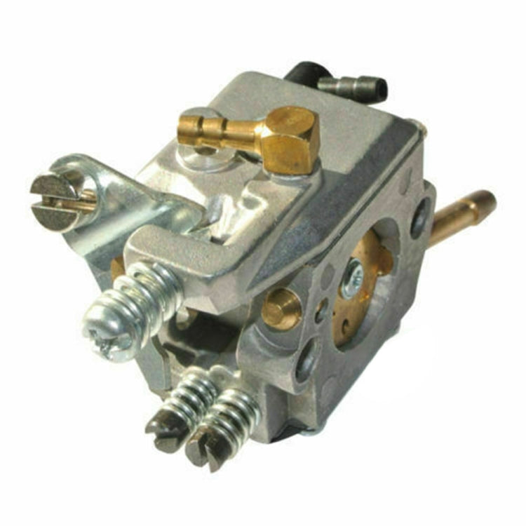 Metal carburetor assembly with brass choke lever and threaded adjustment screws