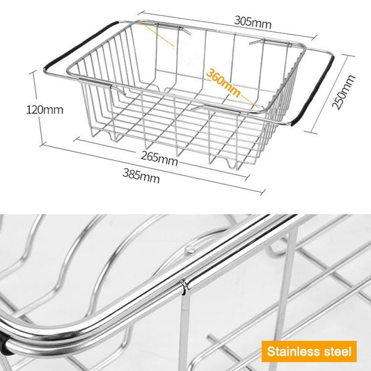 Kitchen Dish Drainer Sink Drain Basket Washing Vegetable Fruit Drying Holder Stainless Steel Adjustable Rack, Arch Net Style, Flat Bottom Style, Ordinary Style