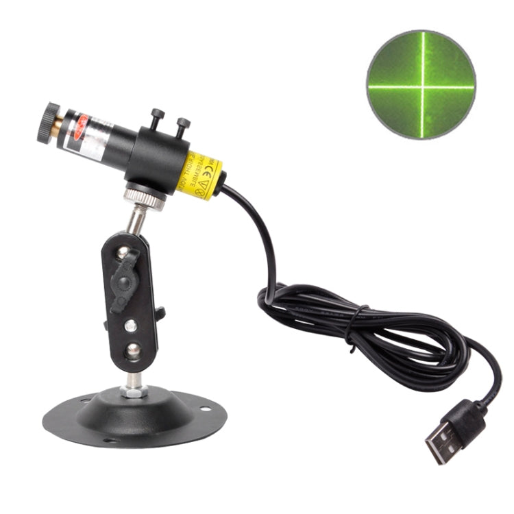 USB laser positioning light with holder, green cross beam shown in inset
