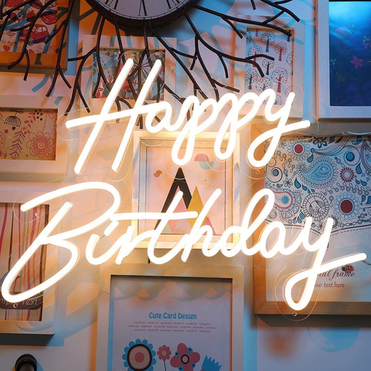 Happy birthday LED neon lamp with bright white “Happy Birthday” letter sign