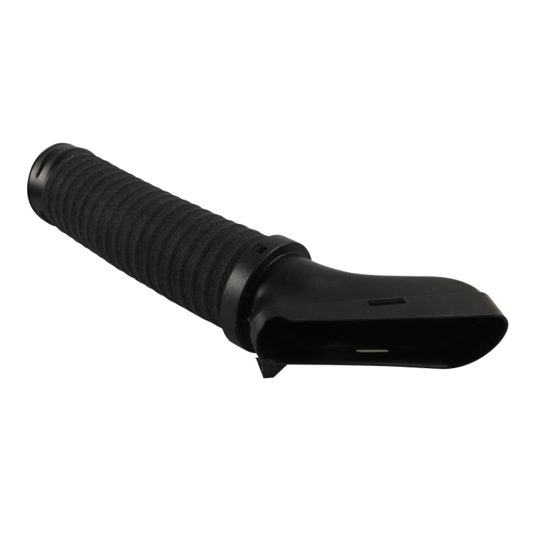 Black ribbed air intake hose with molded intake scoop end, angled view