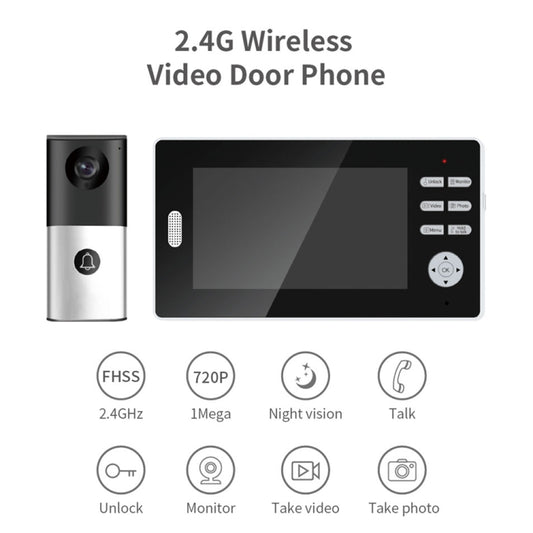 Wireless video door phone set with outdoor doorbell camera and indoor monitor