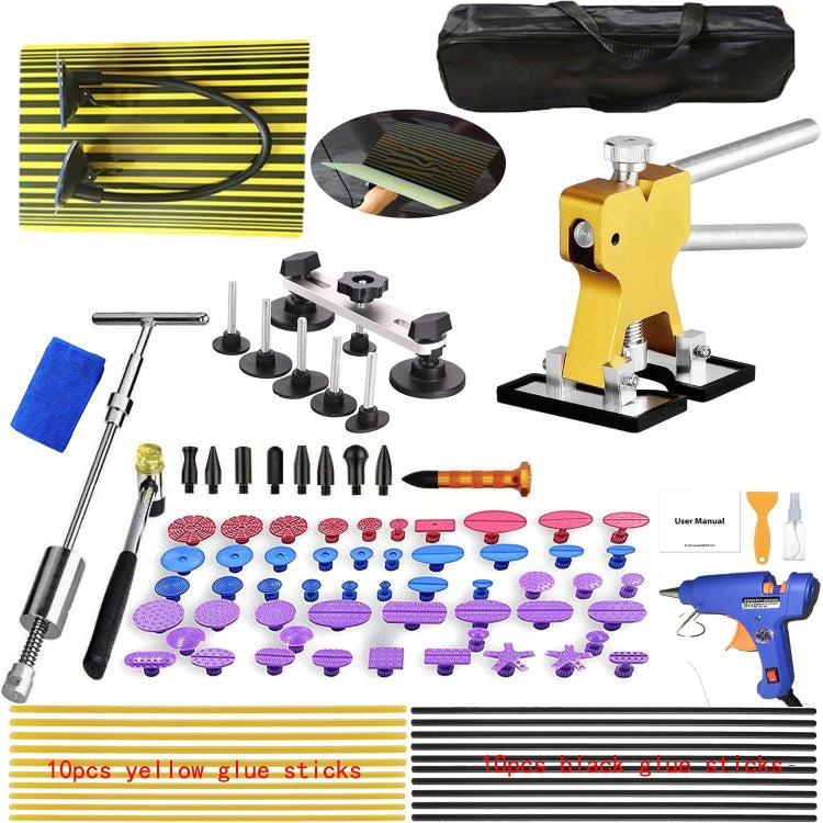 Car paintless dent repair tool kit in black bag with glue tab sticks and attachments